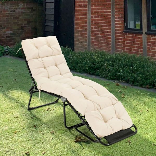 44 in. D x 22 in. W x 29 in. H Outdoor Chaise Lounge Cushion in Beige