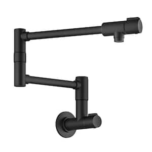 Bolden 2 Handle Wall Mount Pot Filler Faucet with Retractable Arm in Matte Black