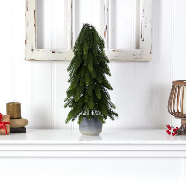 Nearly Natural 18 in. Snowy Faux Mini Pine Trees with Tin Planters, 2 pk.  at Tractor Supply Co.