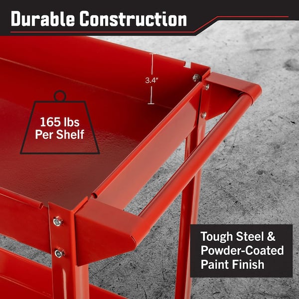 Buy T EQUIP Service Trolley SKMW 420 R, 2 Shelves, WxDxH: 65,5 X 37 85 Cm, Capacity: 100 Kg, Red, Plastic Utility Cart, Heavy Duty, Shelf Dolly, Transport Truck? Compare At