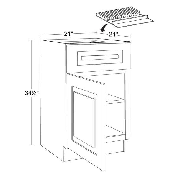 Grayson 21 in. W x 24 in. D x 34.5 in. H Assembled Plywood Base Kitchen Cabinet in Pacific White with Knife Block LH