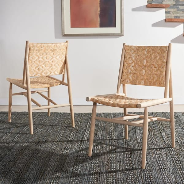 SAFAVIEH Adira Natural 35 in. Wood Dining Chair (Set of 2)