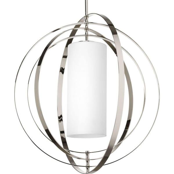 Progress Lighting Equinox 1-Light Polished Nickel Pendant with Opal Etched Glass