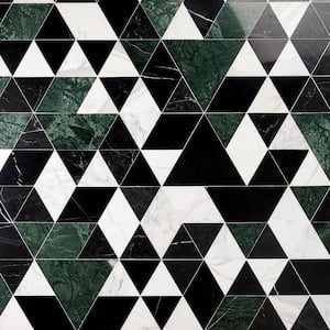 Prisma Dark Green 7.75 in. x 13.5 in. Polished Marble Floor and Wall Tile (0.73 sq. ft./Each)