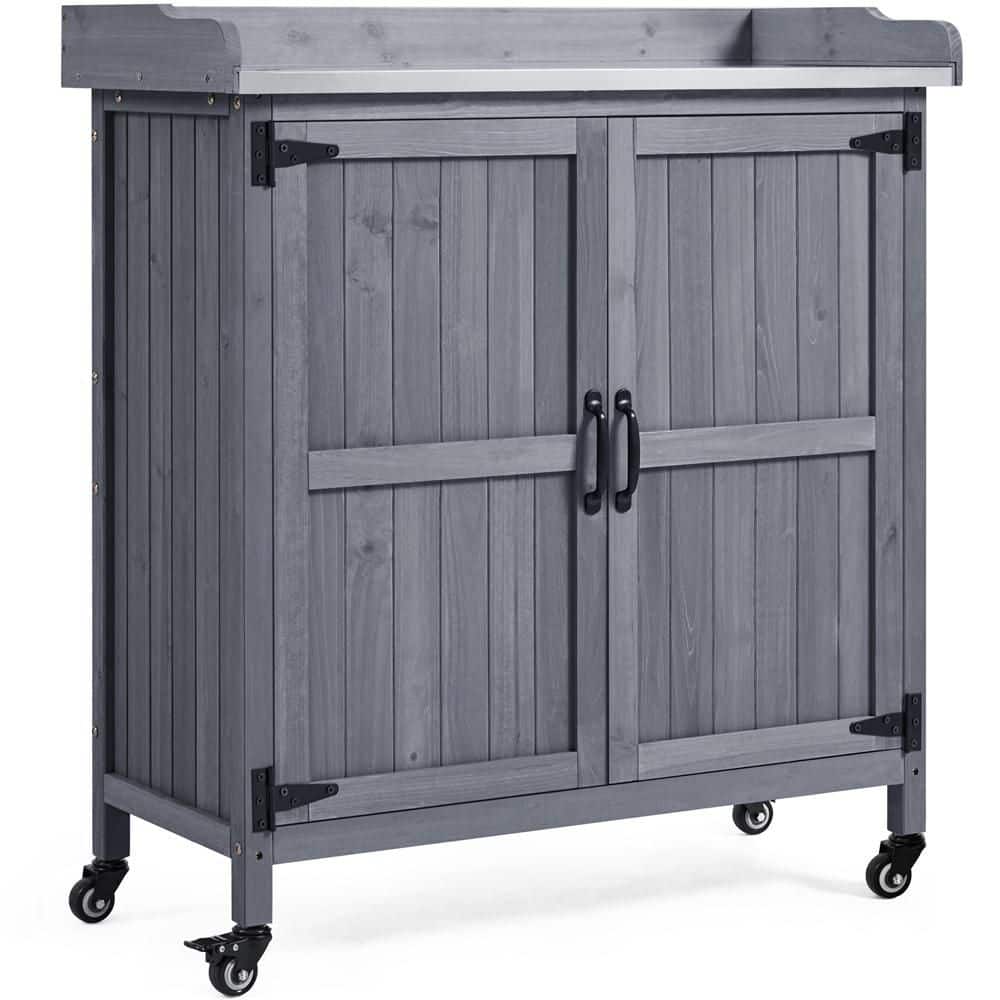 37 in. H x 36 in. W x 16 in. D Garden Potting Bench Table with with Metal Tabletop and Cabinet price history on PriceWatchPro
