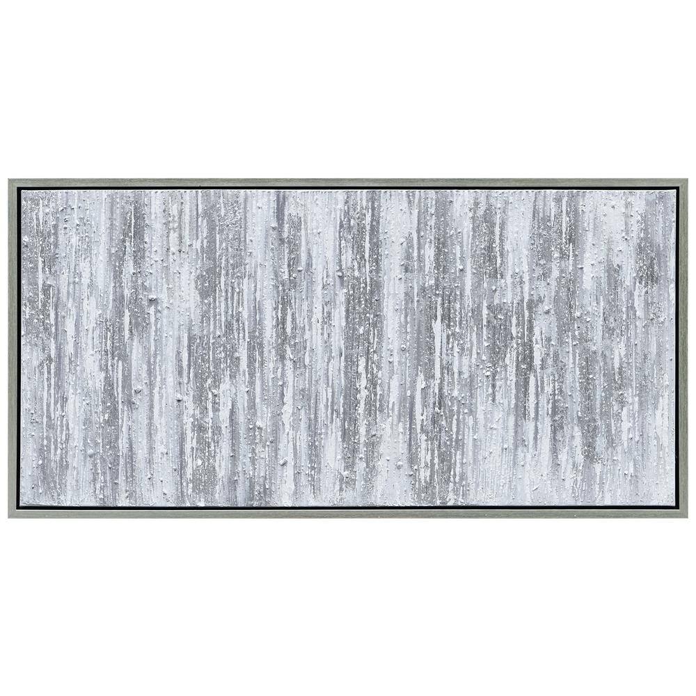 Silver Abstract Textured Hand Painted Canvas Wall Art with Champagne Frame