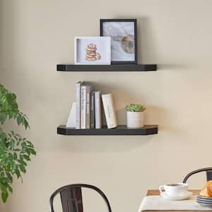 24in. W x 7in. D Black Decorative Wall Shelf with Ledge (Set of 2)