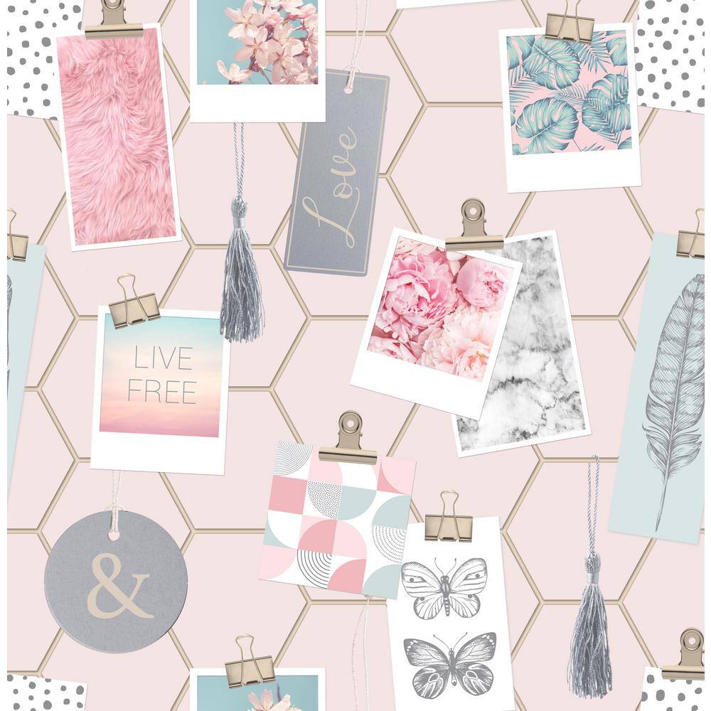 Clip Frames Pink Paper Wet Removable Roll (Covers 56 sq. ft.)