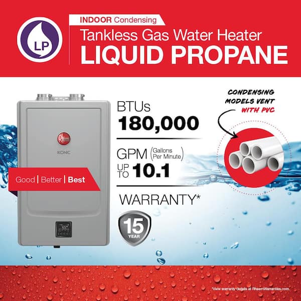 IKONIC 10.1 GPM Super High Efficiency Indoor or Outdoor Liquid Propane Tankless Water Heater