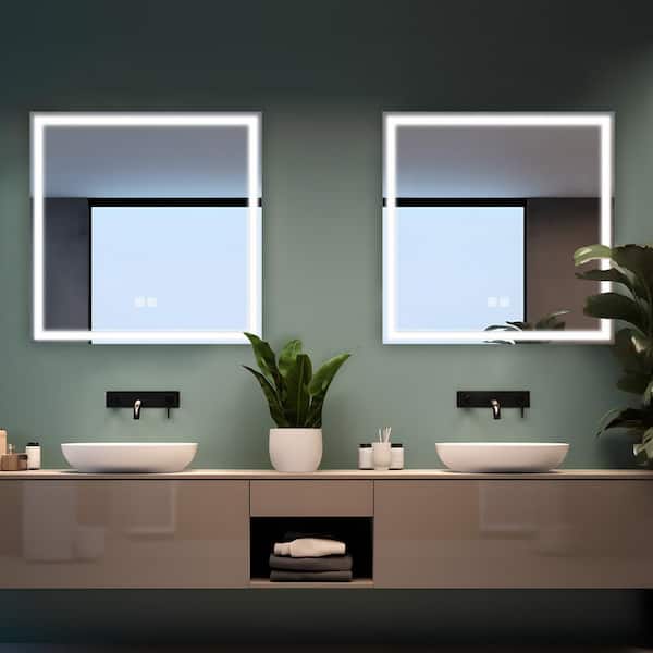 Dovelina 31 in. W x 31 in. H Square Frameless Anti-Fog Wall Bathroom Vanity Mirror