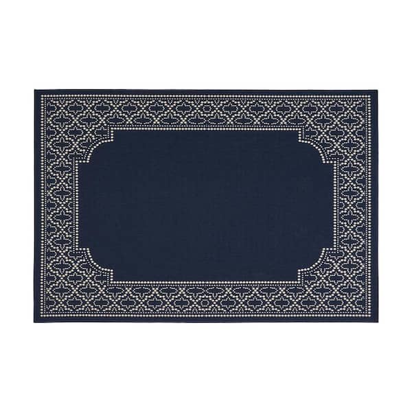 DIRECT WICKER Navy Blue 5.3 ft. x 7 ft. Area Rug