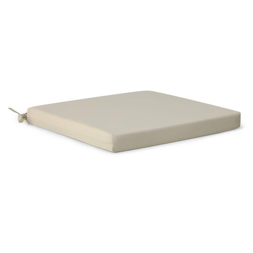 Set of 4 Beige Outdoor Dining Chair Cushions with Ties