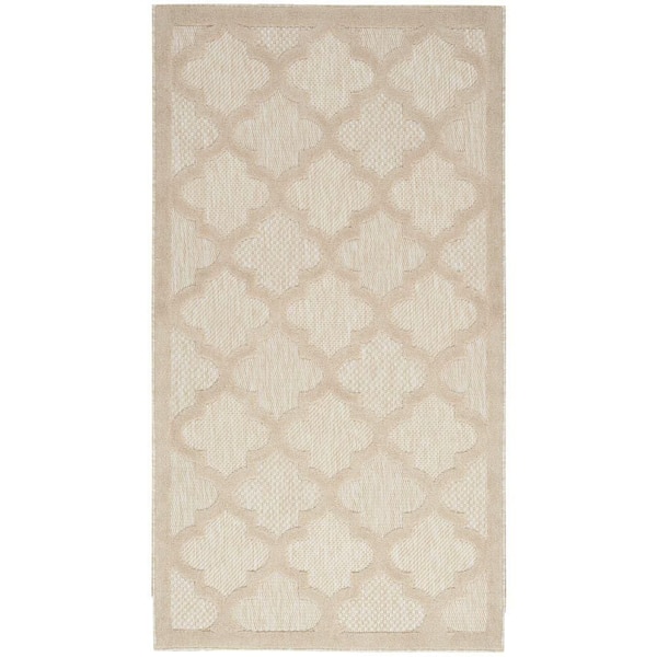 Nourison Easy Care Cream doormat 2 ft. x 4 ft. Trellis Contemporary Area Rug