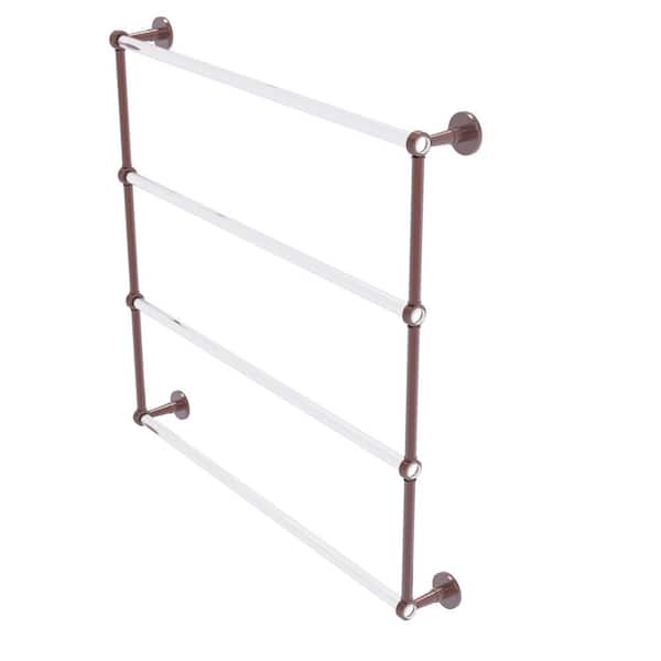 Allied Brass Clearview Collection 36 in. 4-Tier Ladder Towel Bar with Groovy Accents in Antique Copper
