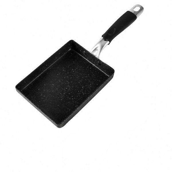 7 in. x 5 in. Maifanite Stone Nonstick Tamagoyaki Pan with Lid and Oil Brush, Induction Compatible
