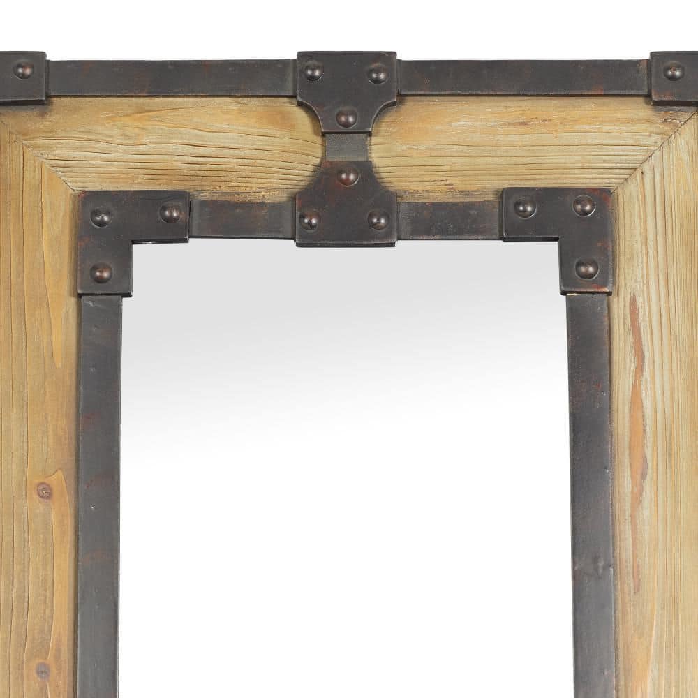 Rustic Brown Wood Full-Length Rectangular Floor Mirror