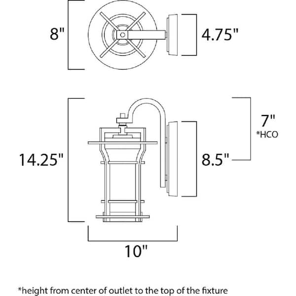 Oakville 8 in. W 1-Light Black Oxide Outdoor Wall Lantern Sconce