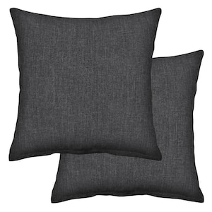 Outdoor Square Toss Pillow Textured Solid Charcoal Grey (Set of 2)