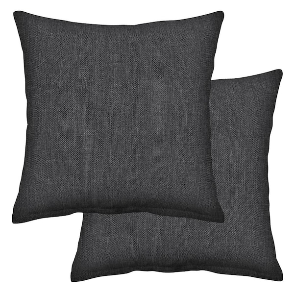 Honeycomb Outdoor Square Toss Pillow Textured Solid Charcoal Grey (Set of 2)