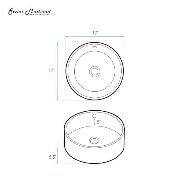 Swiss Madison Monaco 17 in. Vessel Bathroom Sink Floating Shelf in