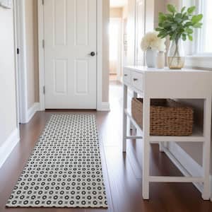 Mayfield Premium Machine Washable Abstract AMF1428 Ivory 2 ft. 3 in. x 7 ft. 6 in. Runner Rug