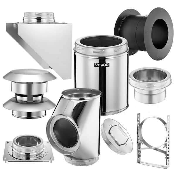 7.87 in. x 10.04 in. Through the Wall Kit for Chimney Pipe, 304 Stainless Steel External Through Wall Chimney Kit