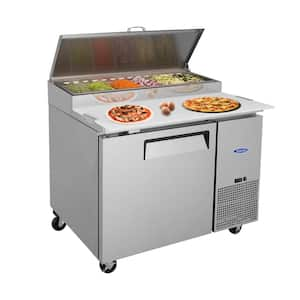 44 in. 11 cu. ft. Commercial Pizza Prep Table Refrigerator in Stainless with Butcher Cutting Board and Protection Lid