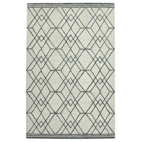 2 ft. x 3 ft. Ivory and Gray Wool Geometric Hand Hooked Area Rug