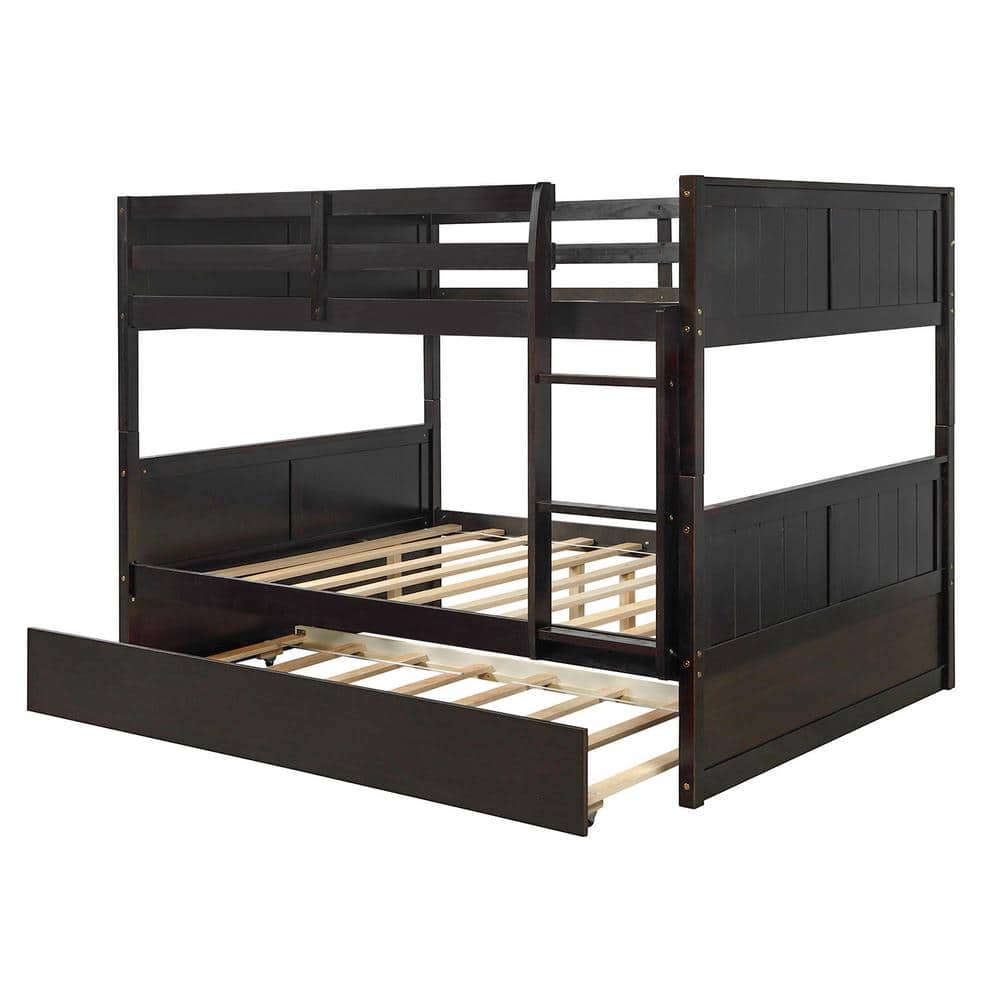 Magic Home Brown Full Over Full Bunk Bed Daybed with Twin Size Trundle -  CS-LP000150AAP