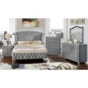 Best Master Furniture Isabella Grey California King Tufted Round