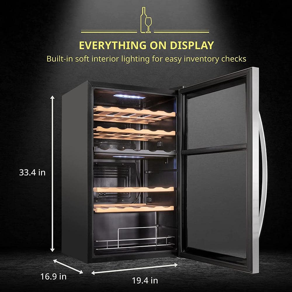 Stainless Steel Freestanding Dual Zone Wine Cooler with Interior Lighting