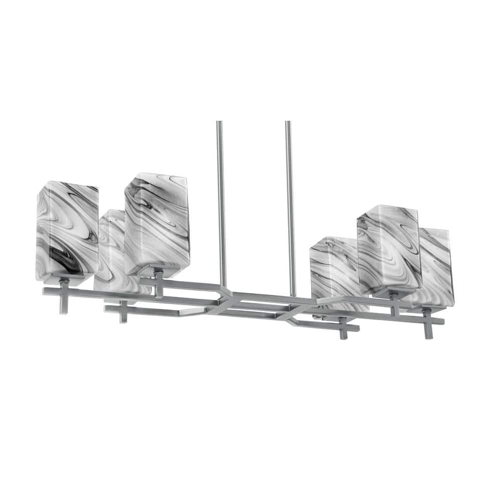 Bridgewater 6-Light Graphite Linear Chandelier, Any Room with 3.5 in. Squar