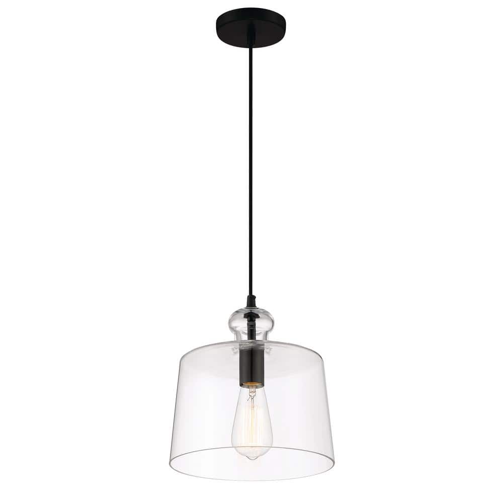Coal Clear Glass Drum Pendant Light with Adjustable Height