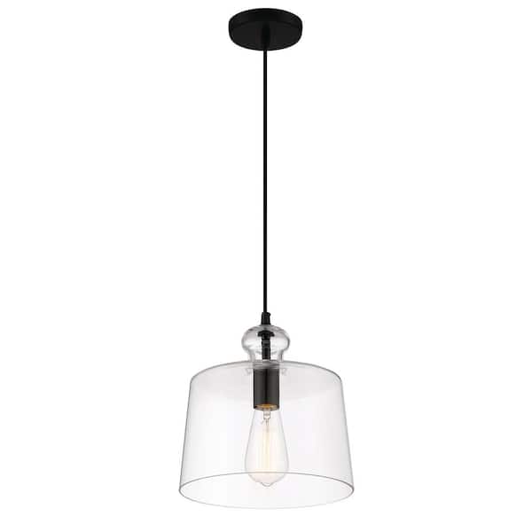 Minka Lavery Lavery 10 in. 1-Light Black Bell Mini Pendant with Clear Glass Shade