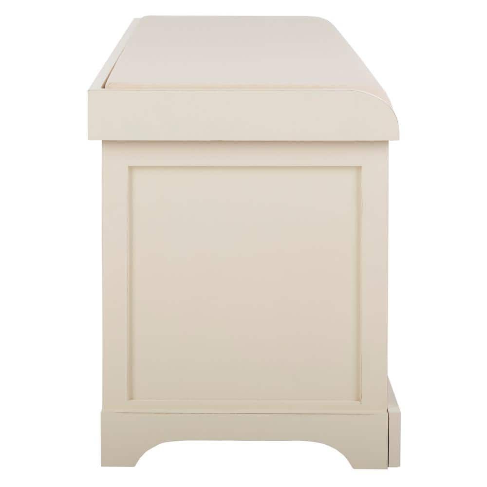 White Pine Storage Bench with Wicker Baskets and Cushion