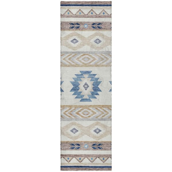Dream Shag Premium Machine Washable Abstract ADS178 Taupe 2 ft. x 7 ft. Runner Rug