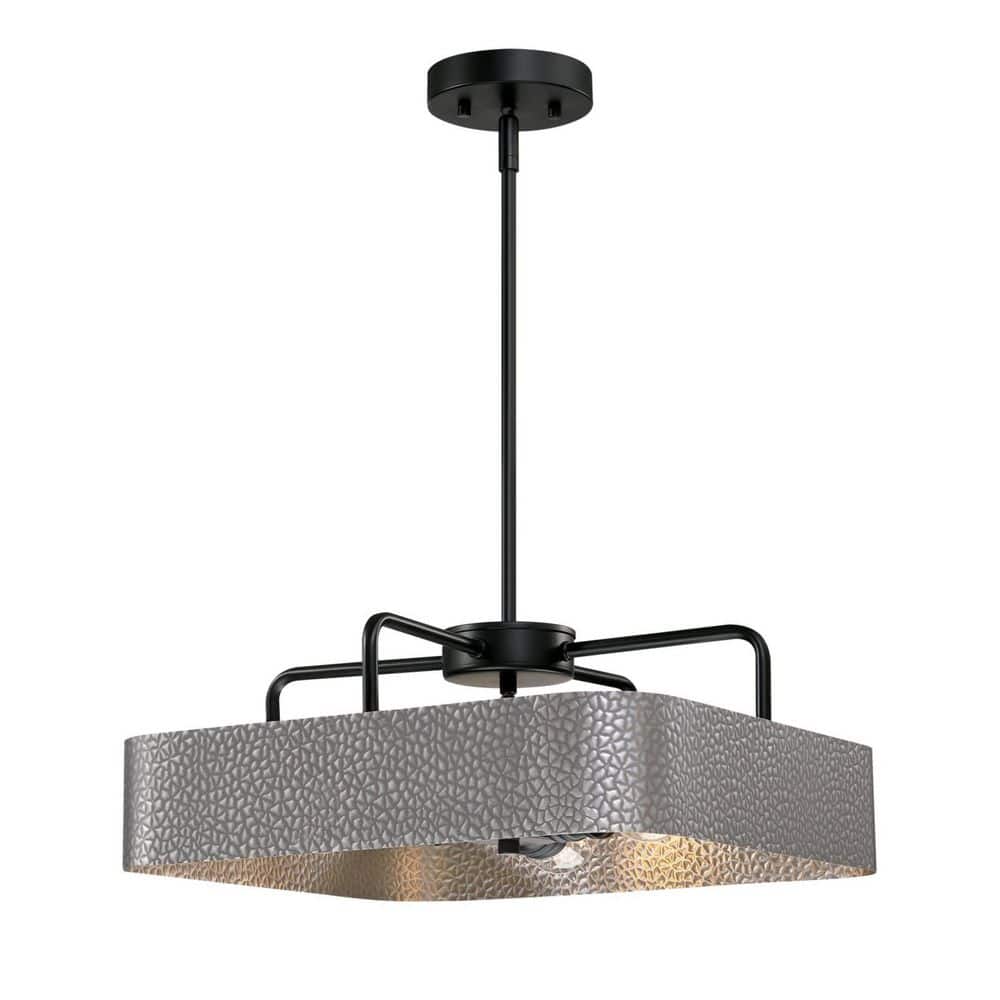 Bexar 3-Light Matte Black and Dark Pewter Chandelier/Semi-Flush Mount Ceiling Fixture price history on PriceWatchPro