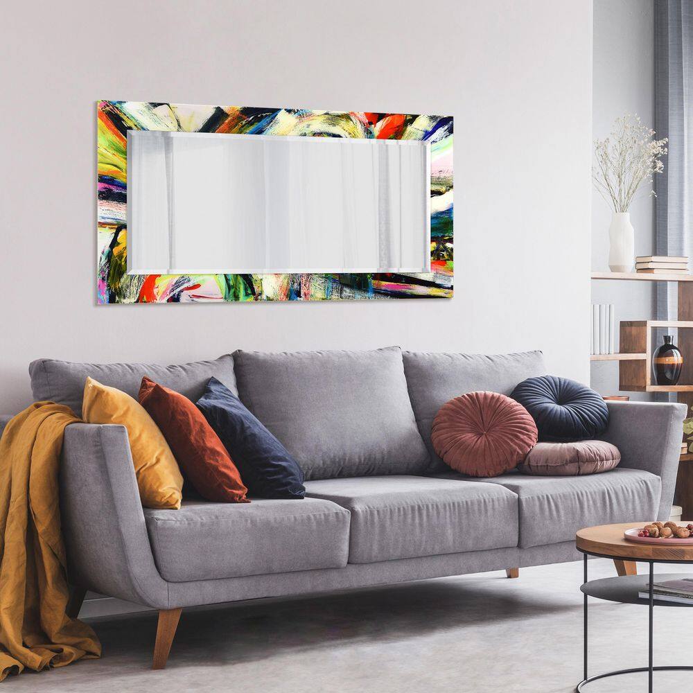 Vibrant Multicolor Rectangular Beveled Wall Mirror with Tempered Glass
