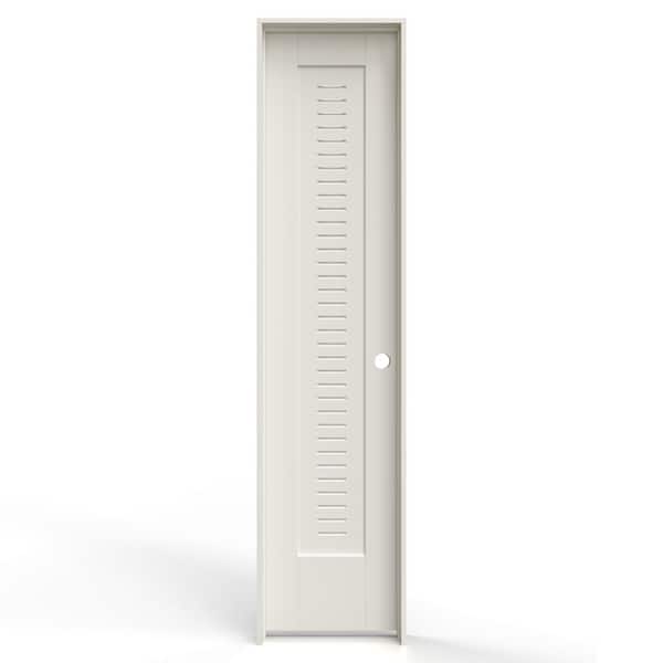18 in. x 80 in. 1 Panel Left-Handed Primed MDF Wood Single Prehung Interior Door Full Modern Ventilated Panel Louver