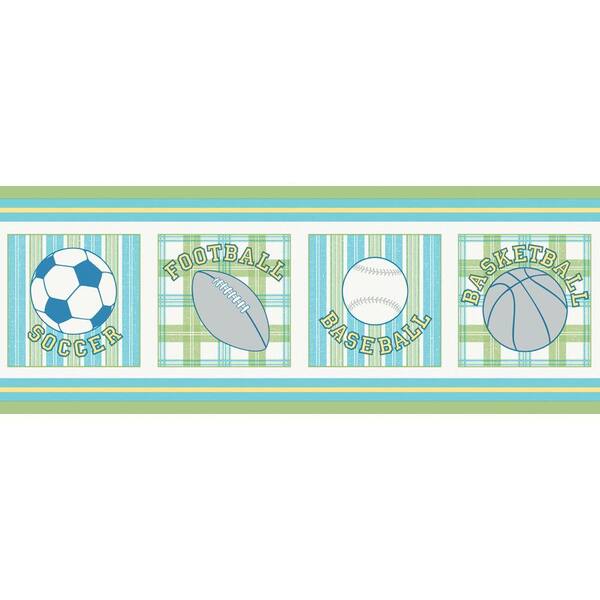 The Wallpaper Company 10.25 in. x 15 ft. Blue and Green Vintage Varsity Border
