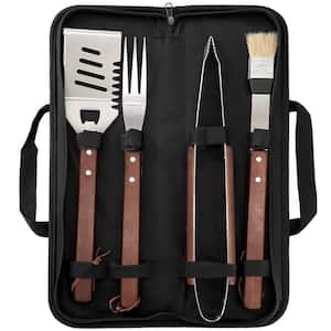 Barbecue Basics 5-Piece Stainless Steel BBQ Tool Set with Wood Handles