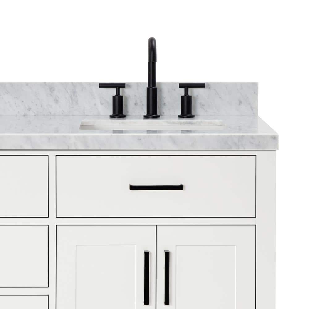 White Marble Top Freestanding Double Vanity with Storage