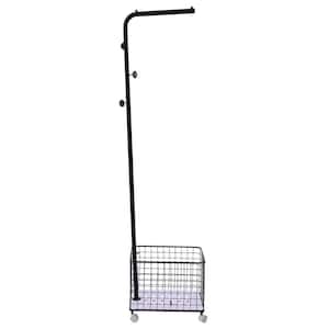 Black Metal Clothes Rack with Storage Basket 17.7 in. W x 68.9 in. H