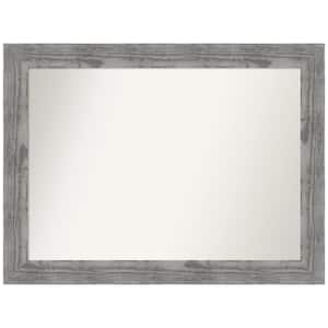 Bridge Grey 44 in. x 33 in. Non-Beveled Farmhouse Rectangle Wood Framed Wall Mirror in Gray