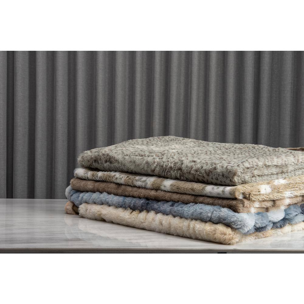 Dayton Beige Rabbit Faux Fur 50" x 60" Throw Blanket