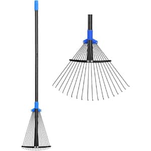 Leaf Collecting Tool Metal Leaf Rake Long Handle, Garden Rakes with Expandable Head for Gardening