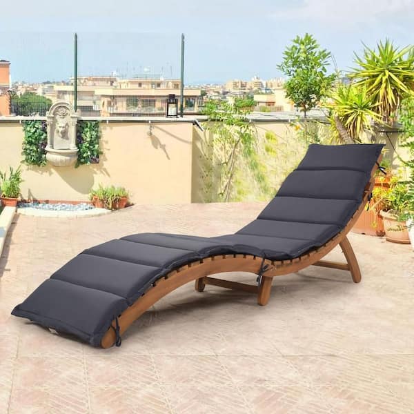 Set of 3 Patio Chaise Lounge Set, Wood Portable Extended Chaise Lounge Set  with Foldable Tea Table for 2 Person, Outside Tanning Chairs Recliner Chair  for Balcony Poolside Garden, Gray 