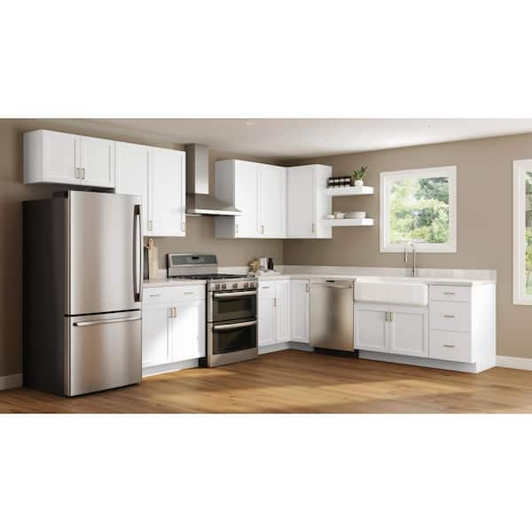 Hampton Bay Shaker 18 in. W x 24 in. D x 34.5 in. H Assembled Drawer Base  Kitchen Cabinet in Dove Gray with Drawer Glides KDB18-SDV - The Home Depot