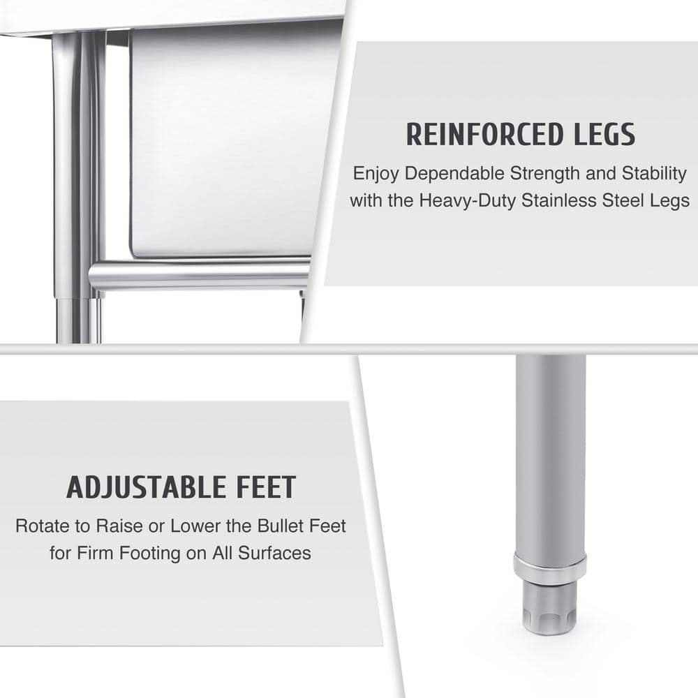 39.4" Stainless Steel Freestanding Double Basin Utility Sink