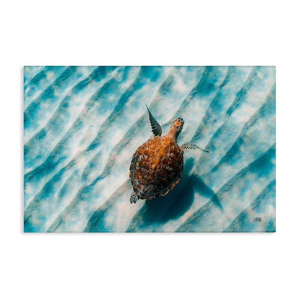 Stupell Industries Sandbar Sea Turtle by Max Blakesberg Studios Unframed Animal Graphic Art Print 30 in. x 45 in.